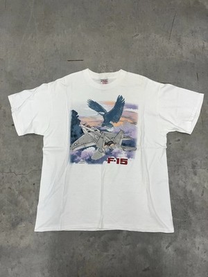 Vtg 90s F-15 Eagle Double Sided EUC Black Oneita Single Stitch L Blackbird