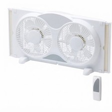 9 Inch White Window Fan with Remote, 3 Speed, Adjustable Expanders, 3 Modes