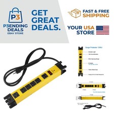 6FT Heavy Duty Metal Power Strip - 6 Outlets, On/Off Switch, Workshop Essential