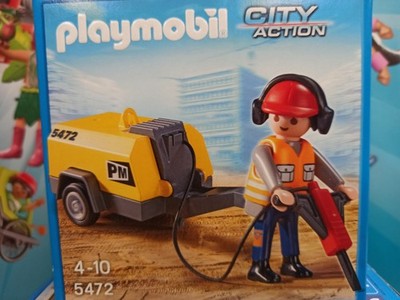 PLAYMOBIL  City Action 5472 Bauarbeiter mit Presslufthammer Baustelle SELTEN RAR