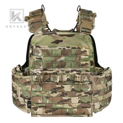 KRYDEX Plate Carrier Tactical Heavy Duty MOLLE Vest Camo w/ Magazine Pouch