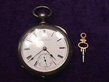 1866 Illinois coin silver case key wind beautiful working pocket watch #19