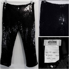 Black sequin pant 8 Italy 42 Moschino Shimmery Lined Slacks Dressy Party Holiday