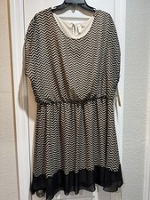 TACERA Women’s Short Cap Sleeves, Chevron, Lined Dress Sz 2XL NWT