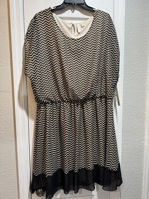 TACERA Women s Shot Cap Sleeves, Chevron, Lined Dress Sz 2XL NWT