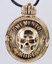Antique Victorian Memento Mori Skull & Ouroboros Pendant Fob 18k Vermeil Silver