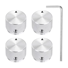 4 Pcs Aluminium Knobs, 6.4mm IDx20mm ODx15.5mm, Arrow Indicator, Silver