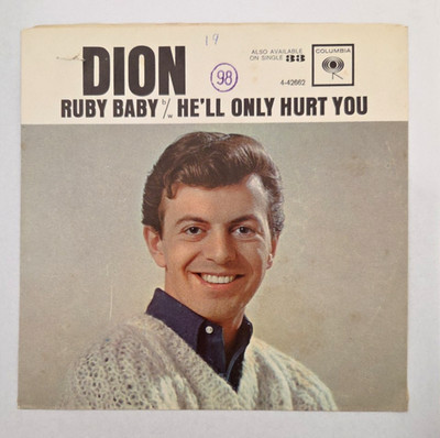 Dion - Ruby Baby - 1962 Picture Sleeve & EX 45 rpm Columbia 4-42662 /#326