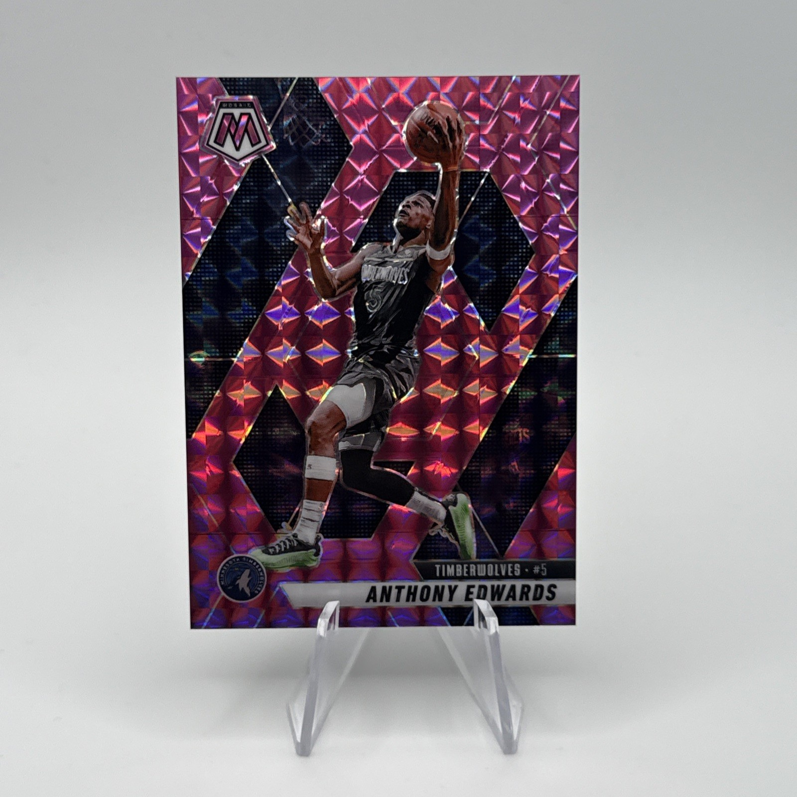 2024-25 Panini Mosaic Anthony Edwards Pink Mosaic Prizm /175 #36