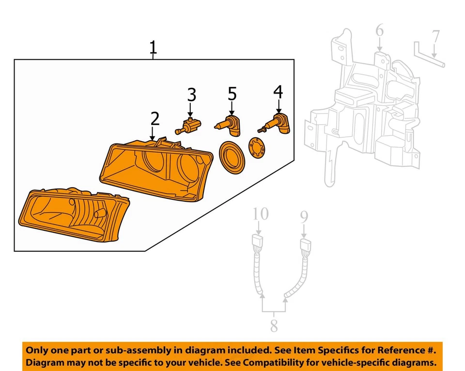 Conjunto de faros superiores para pasajero derecho 10396912 para Chevy Avalanche 1500 2003-2006 Foto 4 de 4