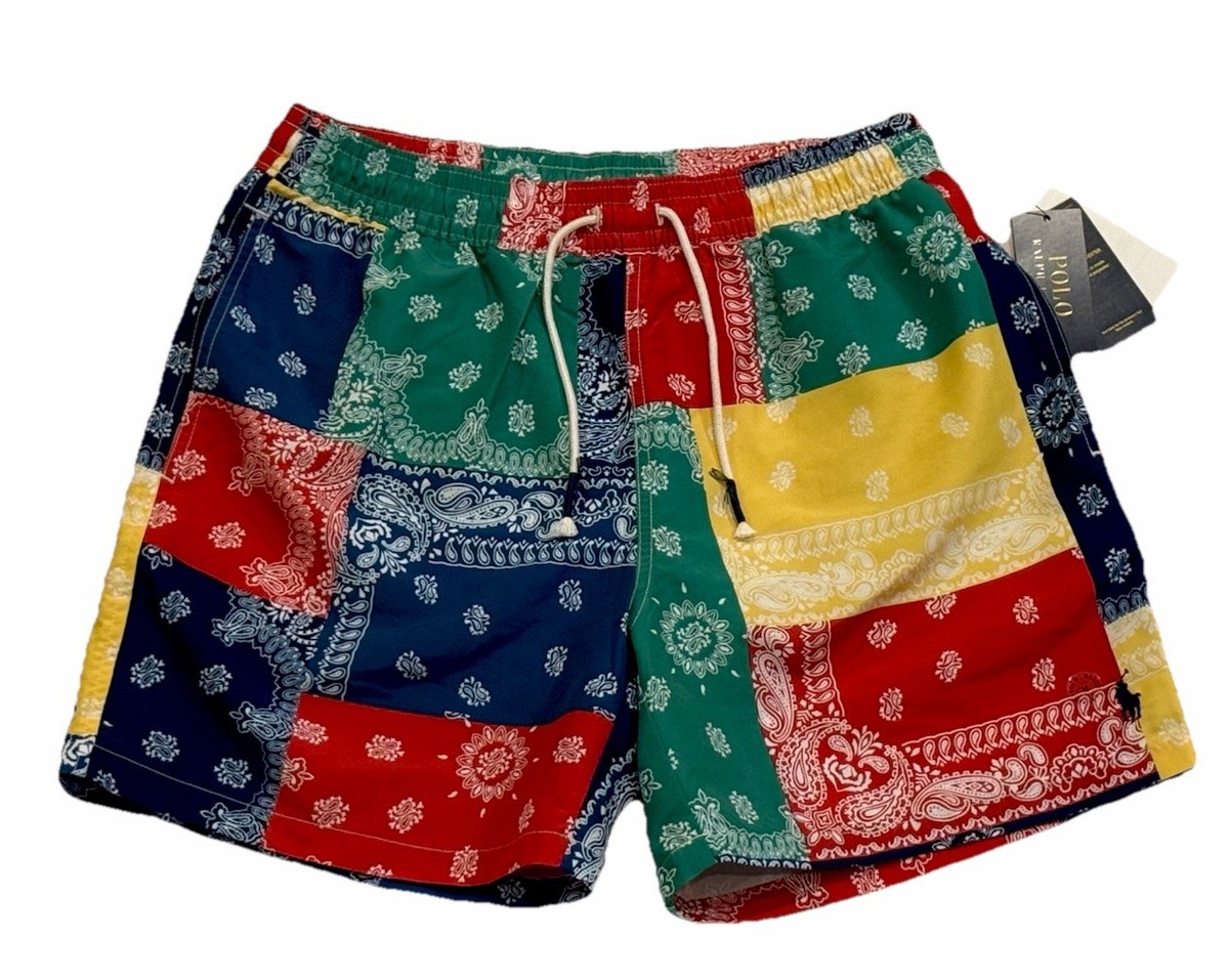 Polo Ralph Lauren Pony Bandana Patchwork Patch Surf Board Trunks