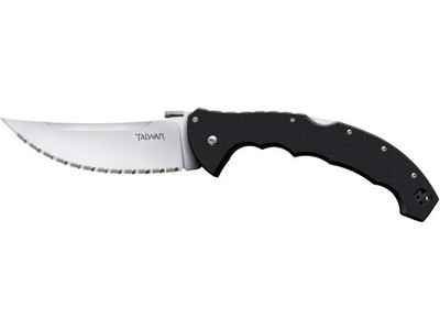 Cold Steel Talwar Pocket Knife 5.5'' Fully Serrated Upswept CPM S35VN Polished