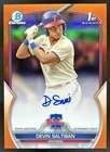 2023 Bowman Draft Devin Saltiban Chrome Auto Orange Refractor 1st #/25 Phillies
