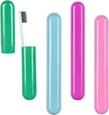 Hooqict 4 Pack Travel Toothbrush Case Portable Green, Blue, Purple, Pink
