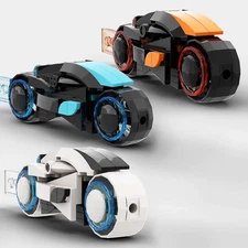 Moc Tron Building Block Model 3 lightcycles Blue Orange White Compatible Sets