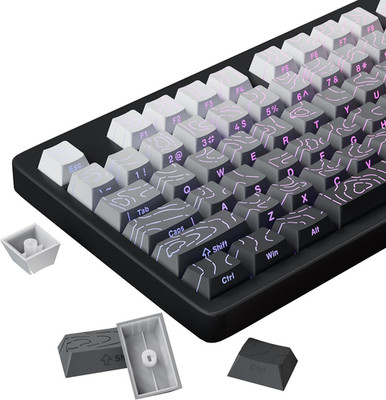 Shine Through PBT Keycaps Black Double Shot Side Printed Backlit 133 Keys 60 65