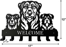 Metal Hanging Dog Hooks Wall Decor, 7-Hook Animal-Themed Storage Dog Wall Hoo...