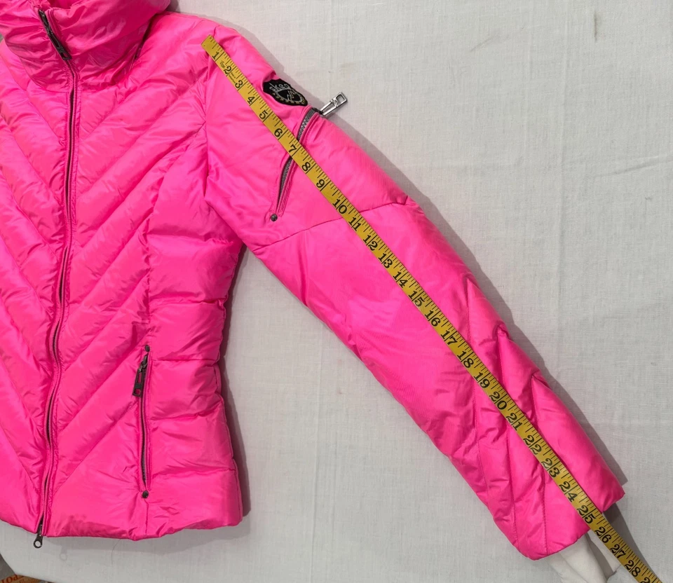 Vintage SKEA Womens Ski Jacket Goose Down Puffer Hot Pink Sz 6 Snowboard - Image 4 of 4