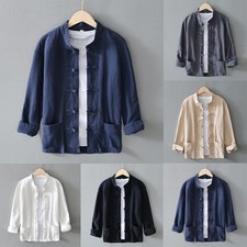 Style chinois manches longues boutonnées costume couleur unie support collier