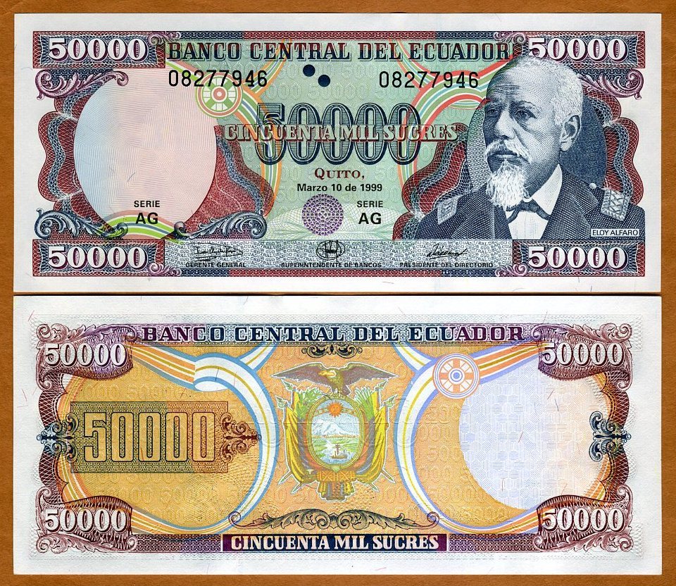 Ecuador, 50000 (50,000) Sucres, 3-10-1999, P-130 (130c), AG UNC - PRE - $USD  | eBay Australia