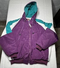 Vintage Swingster 80s 90s Nylon Hooded Quilt Lined Jacket Men  s XL Retro Purple