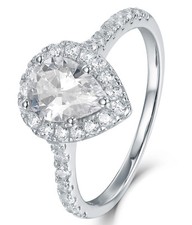 Pear Halo 925 Sterling Silver CZ Engagement Ring Wedding Band Sz 2.5-15 SS004A
