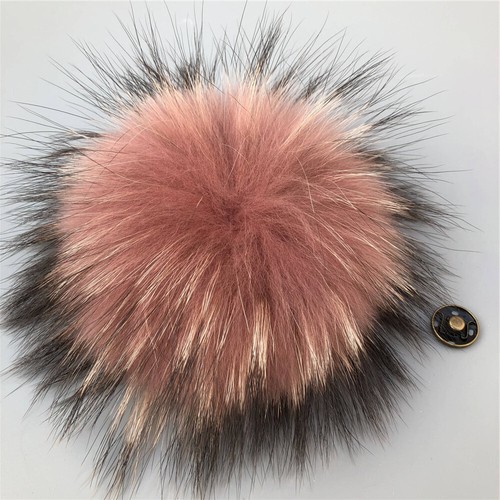 13 colores 6" Pelota de pompón de piel de mapache real con botones a presión zapatos sombrero hágalo usted mismo accesorios - Imagen 4 de 40