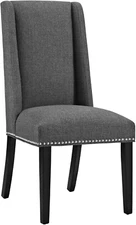 MO- Baron Modern Tall Back Wood Upholstered Fabric, Dining Chair, Gray