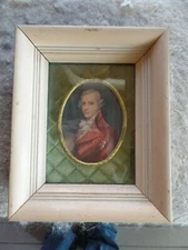 VINTAGE PRINT COLONIAL MAN PRESIDENT WOOD FRAME UNDER GLASS CHARLOTTE ROSE C30