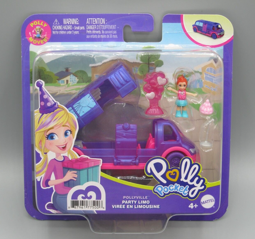 Polly Pocket Pollyville Party Limo Vehicle Playset Lila Doll Ages 4+ Mattel NEW