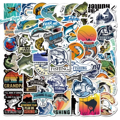 ⭐ 50 Pièces De Pêche Camping Style - Autocollant Stickerbomb - Photo 1/4