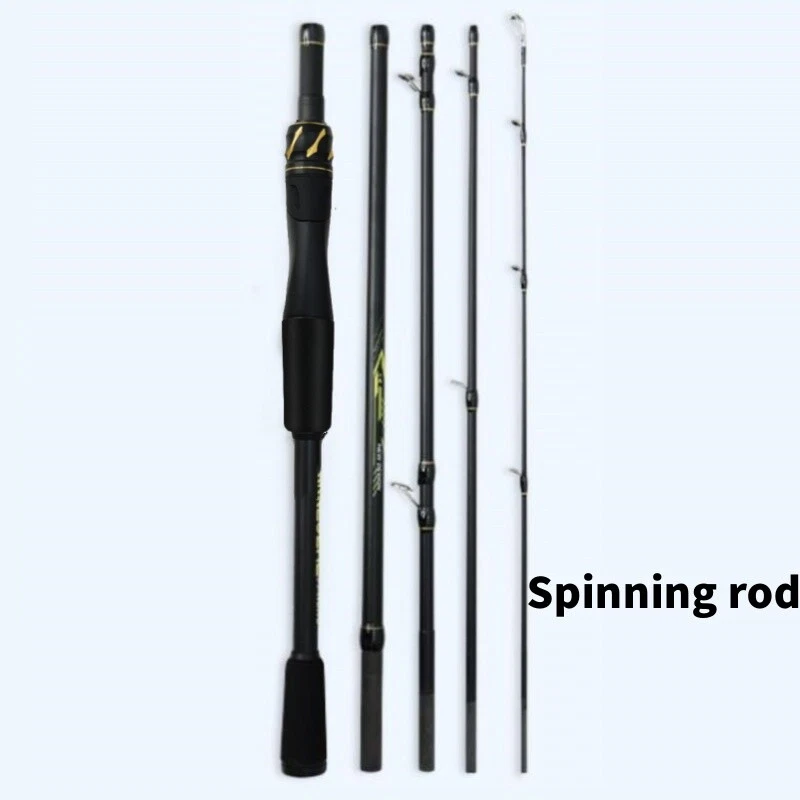 Caña de pescar 1,8 M-2,28 M caña giratoria fibra de carbono trucha 5 secciones postes Foto 3 de 4