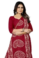 Women's Plain Weave Pure Cotton Saree Without Blouse Piece