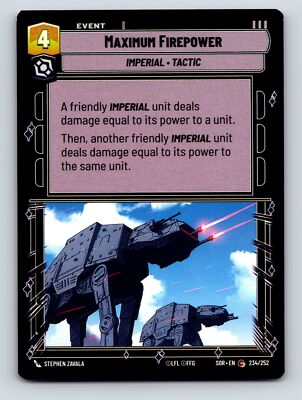 Imperial Tactic Maximum Firepower Event Card With Aggression Trait 4C
