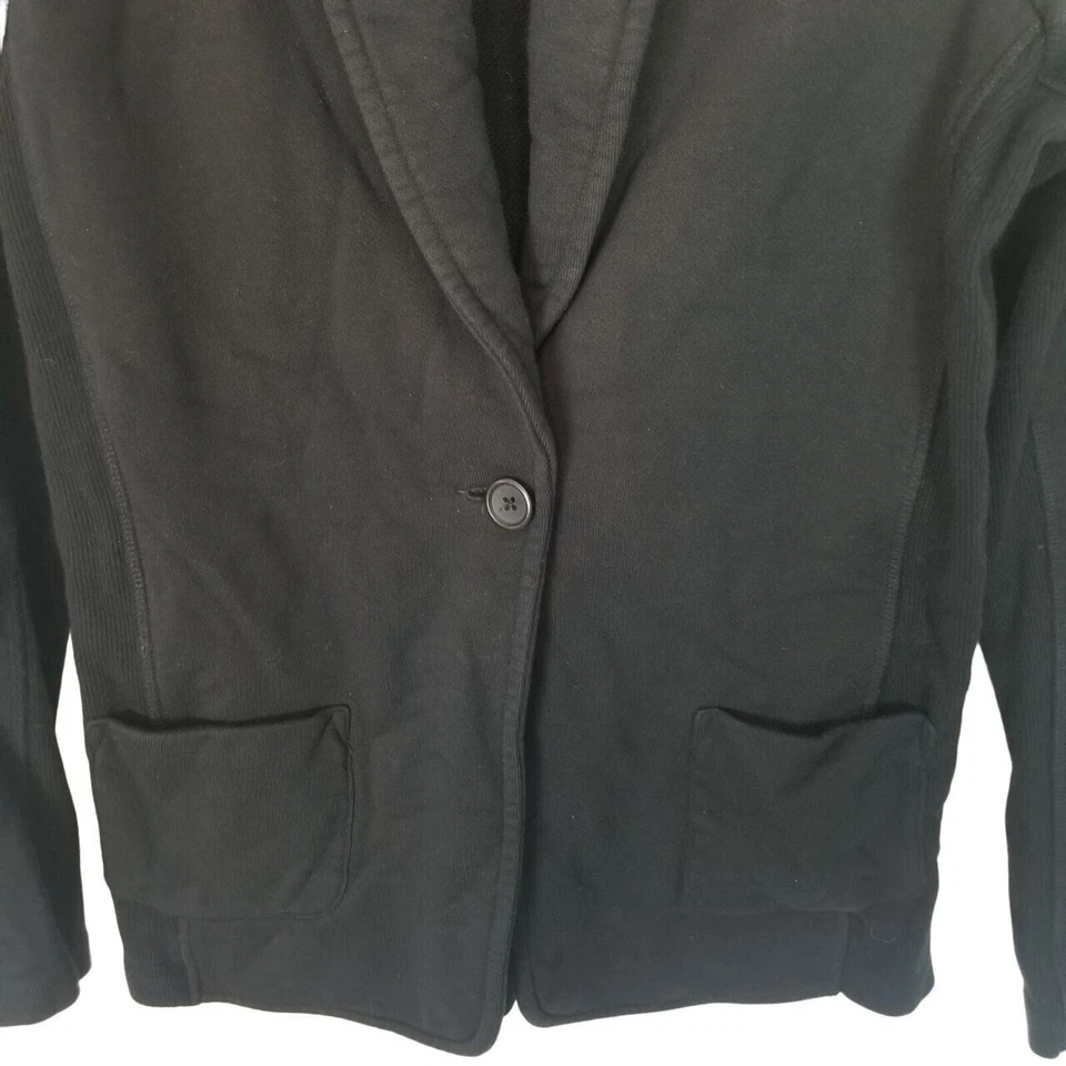 Blazer Suéter Estándar James Perse Para Mujer 4 Negro Panel Acanalado Un Botón Foto 3 de 4