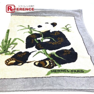 HERMES Strandtuch Panda 100% Baumwolle Badetuch grau