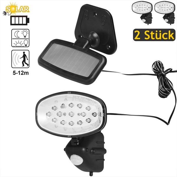 2X Led AußEnleuchte Bewegungsmelder Solar Wandleuchte Solarlampe Garten Lampe-image
