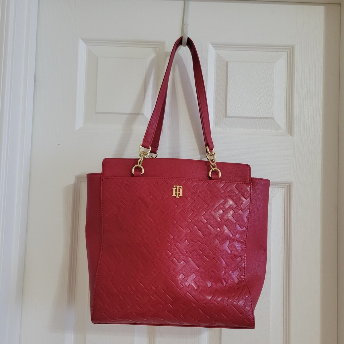 Tommy Hilfiger Purse Shoulder Bag Handbag RED Faux Leather