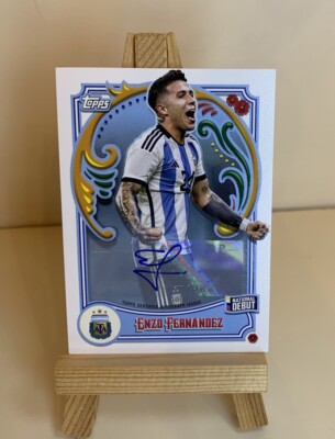 Topps Argentinien Fileteado Enzo Fernandez Autogramm nationale Debütkarte