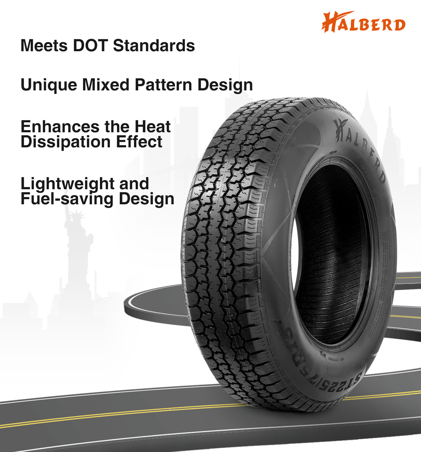 Set Of 4 ST225/75D15 Trailer Tires 8Ply Heavy Duty 225 75 15