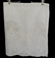 White VALANCE Cutout 23x80 Floral Basket Pattern Scalloped Hem Curtain Farmhouse