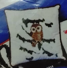 Vtg Artcraft Concepts Snowy Woods Owl Crewel Embroidery Pillow Kit 14x14 Unused