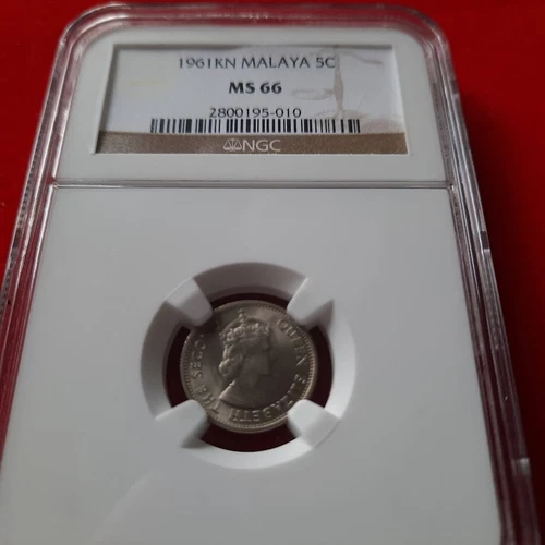 Malaya 5 Cents 1961 KN MS66 NGC KM#1 Elizabeth II $64.00 OBO