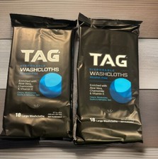 2 PACK Of TAG Disposable Washcloths Alcohol-Free 18 Large Washcloths- New Sealed