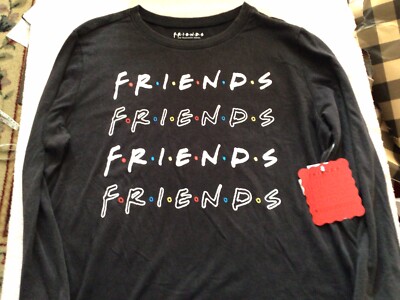 Original Vintage Friends TV Show Word Search Black Long Sleeve T 