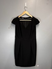 Hobbs Black Cap Sleeve Dress UK 14 Smart Classic Elegant Work Office Shift