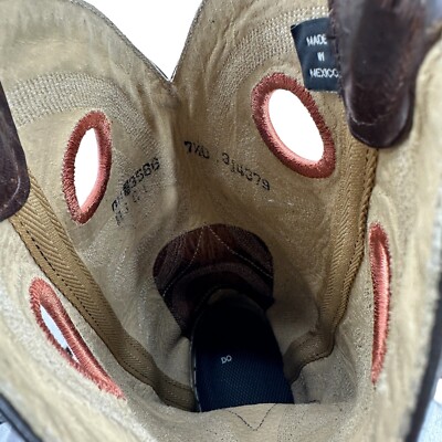 DOUBLE H Boots Mens 7.5 D Brown Leather Square Toe Cowboy  display picture 3