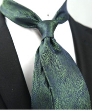 New Classic Striped Green Blue JACQUARD WOVEN 100 Silk Men's Necktie Tie