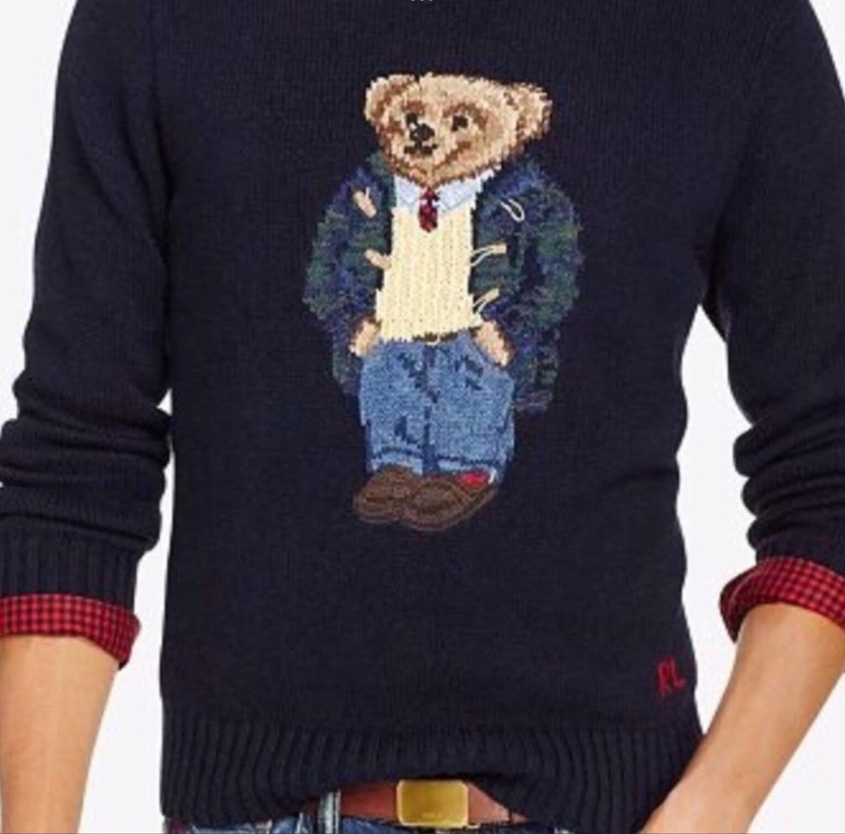 Polo Ralph Lauren Preppy Bear Knit Sweater Navy SZ 2XLT BRAND NEW