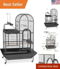 Double Roof Bird Cage with Playtop, 36-1/2 by 27-1/4-Inch, Black